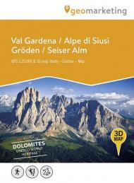 Val Gardena-Alpe di Siusi. Cartina topografica. Carta panoramica 3D