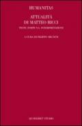 Humanitas. Attualità di Matteo Ricci. Testi, fortuna, interpretazioni