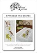 Sparrows and grapes. Cross stitch and blackwork design