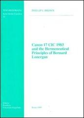 Canon 17 CIC 1983 and the hermeneutical principles of Bernard Lonergan