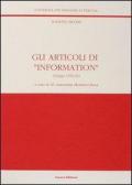 Ignazio Silone. Gli articoli di «Information» (Zurigo, 1932-34)