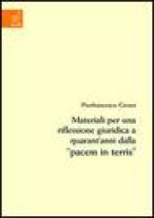 Materiali per una riflessione giuridica a quarant'anni dalla «Pacem in terris»