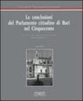 Le conclusioni del parlamento cittadino di Bari nel '500