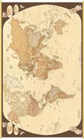 Mondo anticato 140x90. Carta geografica amministrativa, geografia contemporanea (carta murale plastificata)