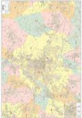 Brescia e comuni limitrofi. Carta stradale con aree zone codici postali (carta murale plastificata)