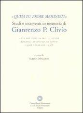 «Quem tu probe meministi». Studi e interventi in memoria di Gianrenzo P. Clivio. Atti dell'Incontro di studi (Torino, 15-16 febbraio 2008)