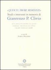 «Quem tu probe meministi». Studi e interventi in memoria di Gianrenzo P. Clivio. Atti dell'Incontro di studi (Torino, 15-16 febbraio 2008)