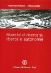 Materiali di ricerca su libertà e autonomie