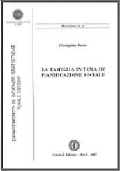 La famiglia in tema di pianificazione sociale