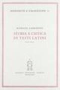 Storia e critica di testi latini. Cicerone,Donato,Tacito,Celso,Plauto,Plinio,Quintiliano,Livio e Sallustio,Commedia ignota