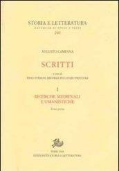 Scritti. Ricerche medievali e umanistiche. 1.