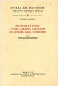 Proprietà e feudi, offizi, garzoni, carcerati in antiche leggi veneziane