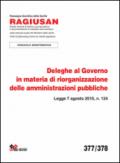 Deleghe al governo in materia di riorganizzazione delle amministrazioni pubbliche