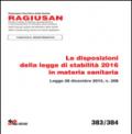 Le disposizioni della legge di stabilità 2016 in materia sanitaria