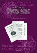 Costituzioni per l'Università di Modena e altri studi negli Stati di sua altezza serenissima 1772. Ediz. italiana e inglese