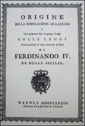 Origine della popolazione di S. Leucio (rist. anast. 1789)