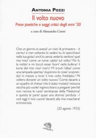 Un volto nuovo. Prose poetiche e saggi critici degli anni '30