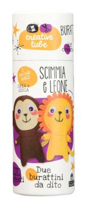 Scimmia e leone. Burattini da dito. Creative tube