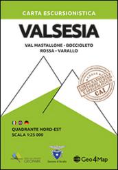 Carta escursionistica Valsesia quadrante Nord Est. Val Mastallone, Boccioleto, Rossa, Varallo