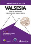 Carta escursionistica Valsesia quadrante Sud Est. Varallo, Borgosesia, Monte Fenera, Cellio, Postua