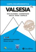 Carta escursionistica Valsesia quadrante Sud Ovest. Riva Valdobbia, Campertogno, Mollia, Rassa, Scopello. Ediz. italiana, inglese e tedesca. 1.