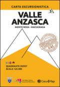 Carta escursionistica Valle Anzasca quadrante Ovest. Monte Rosa, Macugnaga. Ediz. italiana, inglese e tedesca