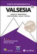 Carta escursionistica Valsesia quadrante Sud Est. Varallo, Borgosesia, Monte Fenera, Cellio, Postua. Ediz. italiana, inglese e tedesca. 2.