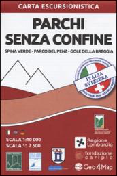 Carta escursionistica parchi senza confine. Spina Verde, parco del Penz, gole della Breggia. Scala 1:10.000. Ediz. italiana, inglese e tedesca