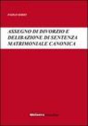 Assegno di divorzio e delibazione di sentenza matrimoniale canonica