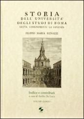 Storia dell'università degli studi di Roma. Indice e contributi