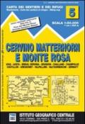 Carta n. 5 Cervino Matterhorn e Monte Rosa 1:50.000. Carta dei sentieri e dei rifugi