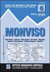 Carta n. 6 Monviso 1:50.000. Carta dei sentieri e dei rifugi