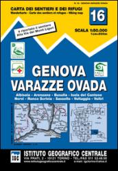 Carta n. 16 Genova, Varazze, Ovada 1:50.000. Carta dei sentieri e dei rifugi