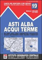 Carta n. 19 Asti, Alba, Acqui Terme 1:50.000. Carta dei sentieri e dei rifugi