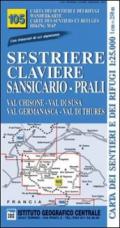 Carta n. 105 Sestriere, Claviere, Prali 1:25.000. Carta dei sentieri e dei rifugi. Serie monti