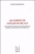 Quaderno di analisi musicale per la preparazione degli esami di cultura musicale generale e di analisi delle forme compositive