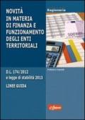 Novità in materia di finanza e funzionamento degli enti territoriali