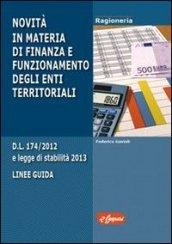 Novità in materia di finanza e funzionamento degli enti territoriali