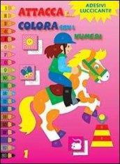 Attacca e colora con i numeri. Con adesivi. 1.