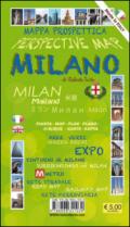 Mappa prospettica di Milano. Ediz. multilingue