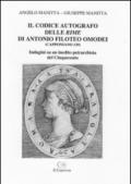 Il codice autografo delle rime di Antonio Filoteo Omodei (Capponiano 139). Indagini su un inedito petrarchista del Cinquecento