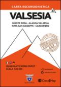 Carta escursionistica Valsesia. Scala 1:25.000. Ediz. italiana, inglese e tedesca. 4: Quadrante nord-ovest: Monte Rosa, Alagna Valsesia, Rima san Giuseppe, Carcoforo