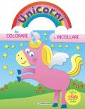 Unicorni da colorare e attaccare. Azzurro. Con adesivi