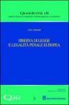 Riserva di legge e legalità penale europea