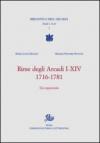 Rime degli Arcadi I-XIV. 1716-1781