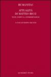 Humanitas. Attualità di Matteo Ricci. Testi, fortuna, interpretazioni
